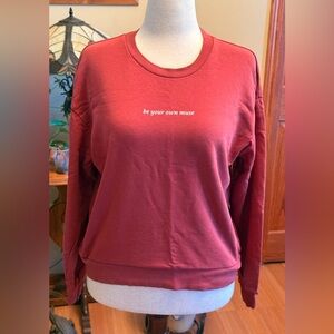 Bershka Women's Solid Sweatshirt Raspberry Red Size Medium Pullover Long Sleeves